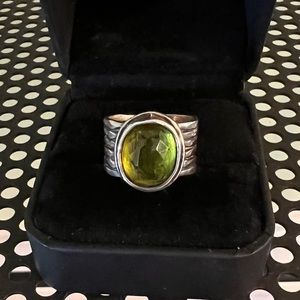 Silpada retired sterling silver and green quartz stone ring, size 6